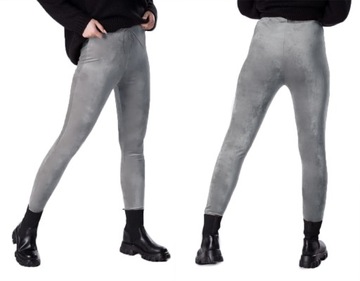 Wygodne SPODNIE welur LEGGINSY 5569 szary 2XL/3XL