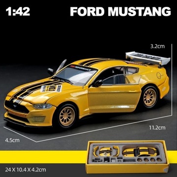 Yellow1/42 Ford Mustang GT Montain Modele Toy Car Model Diecast Racing Mini