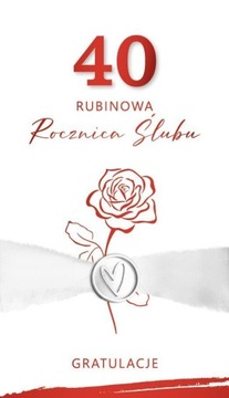 KARNET ROCZNICA ŚLUBU 40 - RUBINOWA