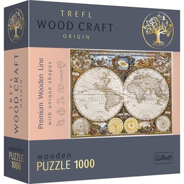 Puzzle drewniane 1000el - Antyczna mapa świata