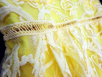 BF2 wieczorowa sukienka wesele komunia rozkloszowana żółta ramiączka 46 3XL
