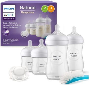 PHILIPS AVENT ZESTAW 4 BUTELEK NATURAL RESPONSE + SMOCZKI + SZCZOTKA