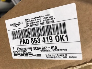 LIŠTA NÁRAZNÍKU PŘEDNÍ PRAVÁ PORSCHE MACAN 95B807686AOK1