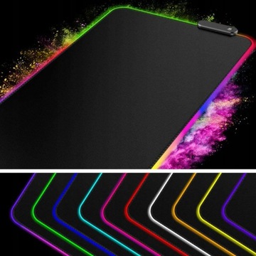 БОЛЬШОЙ КОВРИК ДЛЯ ИГРОВОЙ МЫШИ ДЛЯ НАСТЛА со светодиодной подсветкой RGB XXL 80x30см