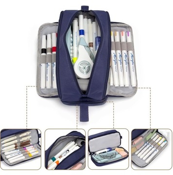 Piórnik szkolny saszetka czterokomorowy organizer duża pojemność (C051)