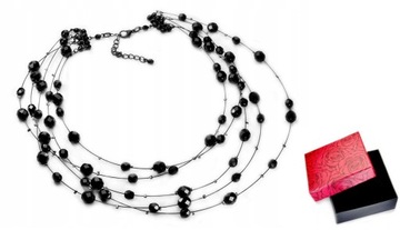Choker Naszyjnik Czarny Kaskadowy Jablonex