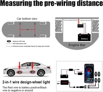 Светодиодное авто освещение Kairiyard RGB, 12В, 4 шт.
