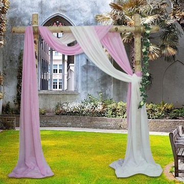 Reusable Chiffon Fabric Drapery Panel Swag Decorations Backdrop Window Pink