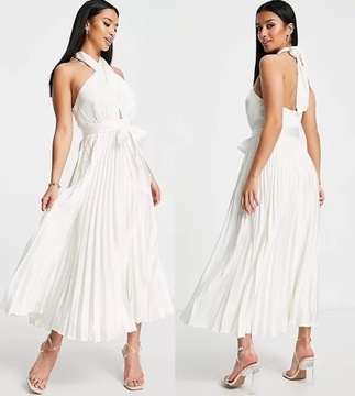 FOREVER NEW sukienka biała plisowana długa 42 XL