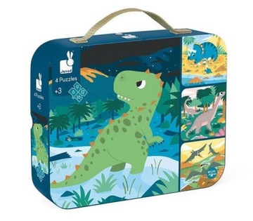 JANOD Puzzle progresywne w walizce Dinozaury 3+