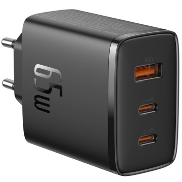 БЫСТРОЕ СЕТЕВОЕ ЗАРЯДНОЕ УСТРОЙСТВО BASEUS GaN 65 Вт, 2 порта USB-C, USB МОЩНЫЙ БЛОК ПИТАНИЯ 65 Вт
