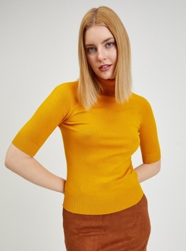Żółty sweter damski z krótkim rękawem ORSAY