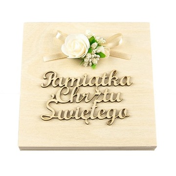 Pudełko na szatkę, chrzczonka, drewniane etui ECRU