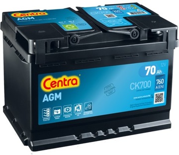 CENTRA 12 V 70 Ah 760 A AGM CK700 START-STOP