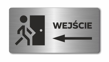 WEJŚCIE strzałka w lewo | Tabliczka nierdzewna