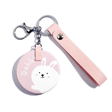 Korean Fashion Makeup Mirror Small Round Mirror Keychain Double-Sided Foldi