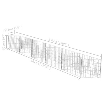 Gabion Basket, оцинкованная сталь, 300x30x50 см.