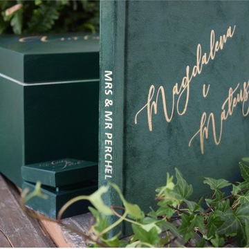 Гостевая книга СВАДЬБА бутылочная зеленая свадебная бархатная