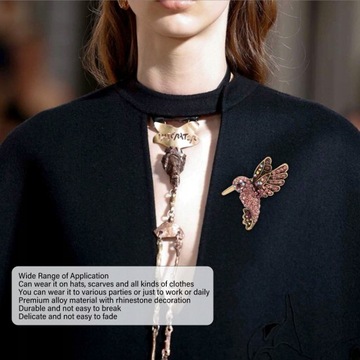 Брошь Птица Украшение Горный Хрусталь Блестящий Ретро