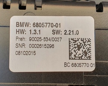 BMW 5 F10 F11 PANEL KLIMATIZACE AUTORÁDIO 6805770