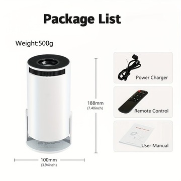 HY300 Mini 4K Projector Portable 180° Rotatable Projection Android 11.0