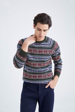 1A5B10 P19 ДЖЕМПЕР СТАНДАРТНОГО КРОЯ DEFACTO XXL УЗОРЫ