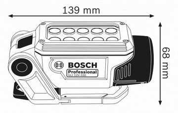 Светодиодный фонарь BOSCH GLI 12V-330 + аккумулятор GBA 12V 2.0A + зарядное устройство GAL 12V-20