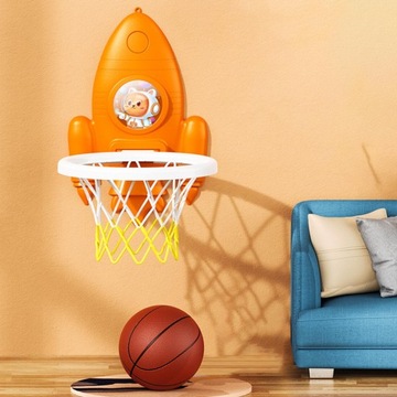 Детское баскетбольное кольцо для использования в помещении и на улице, оранжевое.