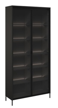 WITRYNA czarna SZKLANA GABLOTA z oświetleniem LED TR-07
