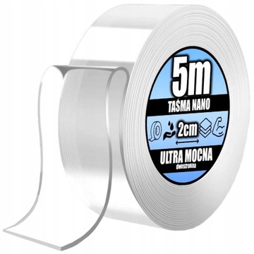 TAŚMA DWUSTRONNA WIELOKROTNEGO UŻYTKU NANO GRIP 5M