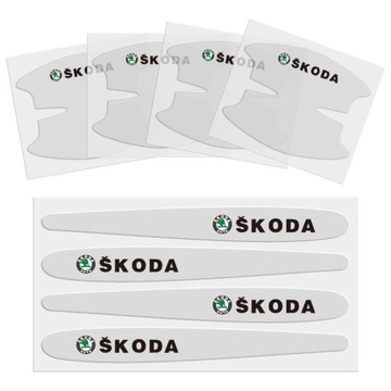 8x Sylikon Folia ochronna pod klamki Skoda +