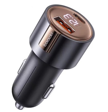 Ładowarka samochodowa Szybka USB USB C QC PD Apple Samsung 75W Woltomierz