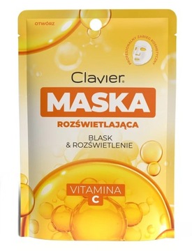 Maska do twarzy w płacie Clavier rozświetlająca z witaminą C