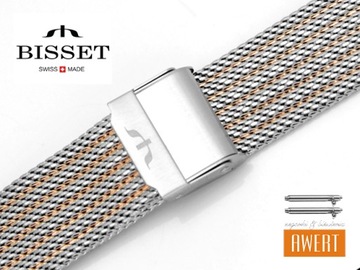 BISSET bransoleta stalowa mesh srebrno-złota +T18