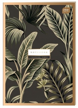 ZESZYT Interdruk A4-60 KRATKA SATIN GOLD - TROPICAL VIBES - LIŚCIE