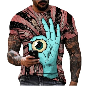 T-SHIRT MĘSKI KOSZULKA 3D Z NADRUKIEM - 20 WZORÓW, L