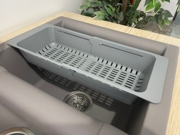 KOSZYK SKŁADANY SZARY OCIEKARKA PLASTIKOWA DO ZLEWU UNIWERSALNY DURSZLAK