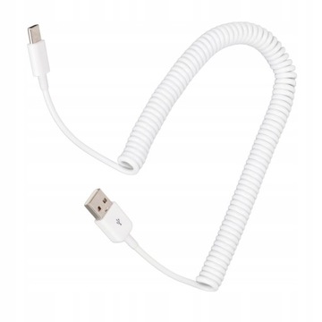 WYTRZYMAŁY KABEL SPIRALNY SPRĘŻYNKA USB-C 3M