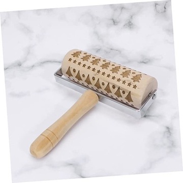 Wałek do ciasta GRAWEROWANY drewniany Świąteczny