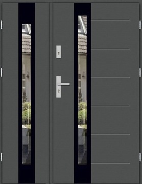 POLSKIE DRZWI ZEWNĘTRZNE DWUSKRZYDŁOWE 131CM INOX 4T5 BLACK