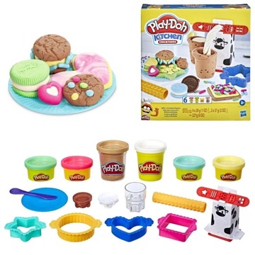 PLAY-DOH CIASTOLINA ZESTAW MLECZNE CIASTECZKA + AKCESORIA + 6 KOLORÓW