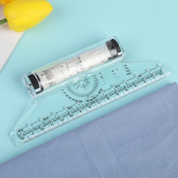 LINIJKA KĄTOWA NARZĘDZIE DO RYSOWANIA PROJEKTOWANIA SKALA PRZENOŚNA POMIAROWA ROLKA RÓWNOLEGŁA