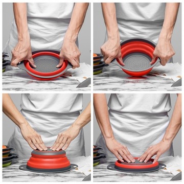 Durszlak Składane Sitko Silikonowe Ociekacz z Uchwytami Miska 20cm