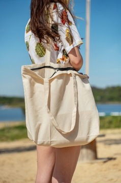 Хлопковая сумка 51х15х38 ECRU 220г на молнии CAPACITY SHOPPING ECO