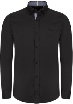 Hugo boss koszula męska czarna casual długi rękaw slim fit bawełna r. M