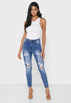 MISSGUIDED PETITE NIEBIESKIE JEANSY DZIURY (24)