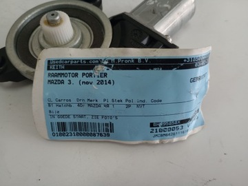 MAZDA 3 III 2014 MOTOREK OKNO PRAVÝ ZADNÍ BHN95858X EVROPA