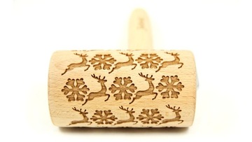 MINI WAŁEK GRAWEROWANY RENIFERY I ŚNIEŻYNKI