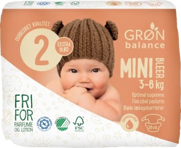 3 шт. підгузки міні еко 3 - 6 кг (28 шт.) - GRON BALANCE