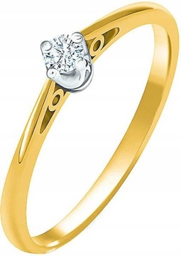 Pierścionek zaręczynowy 585 z diamentem r 31 elegancki wzór na zaręczyny